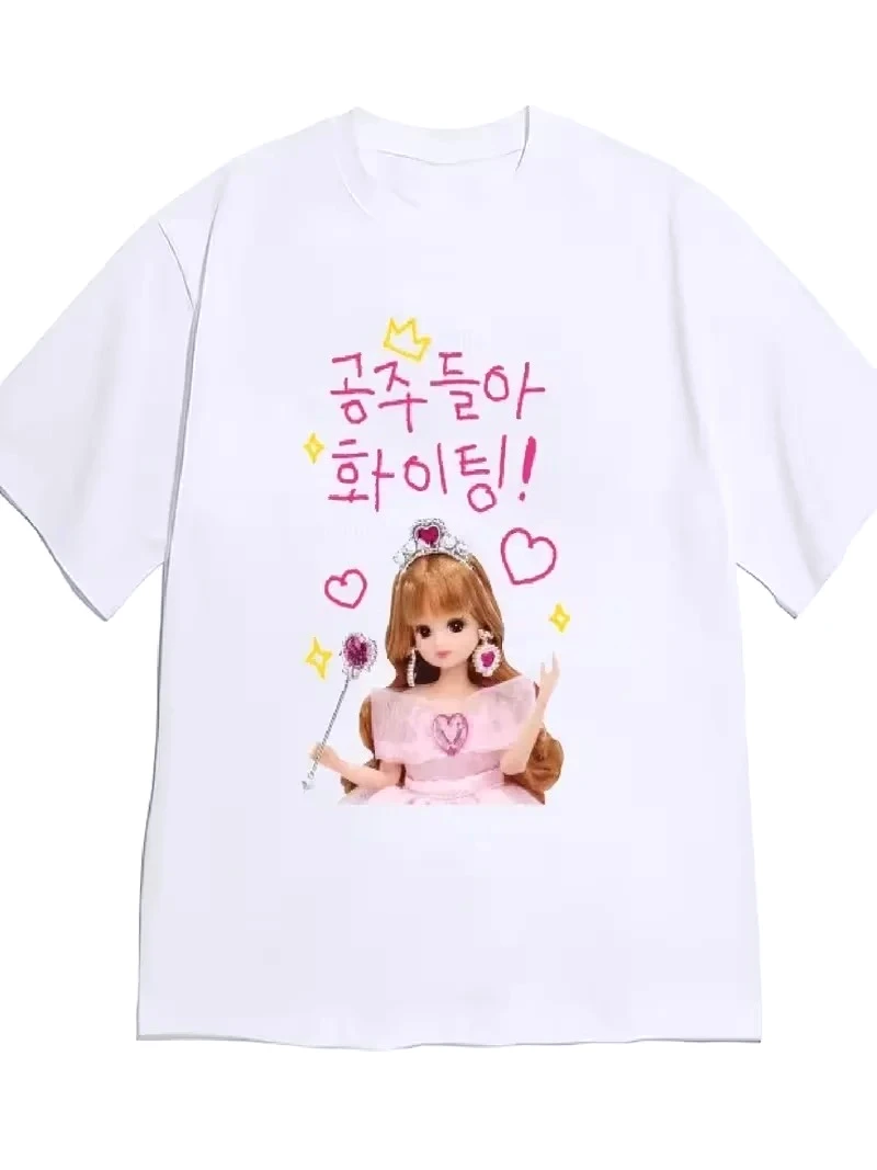 여성용 한국어 알파벳 및 한글 티셔츠 캐주얼 Y2k 탑 데일리웨어 블라우스 여름 한국어 학습 의류 빈티지 탑